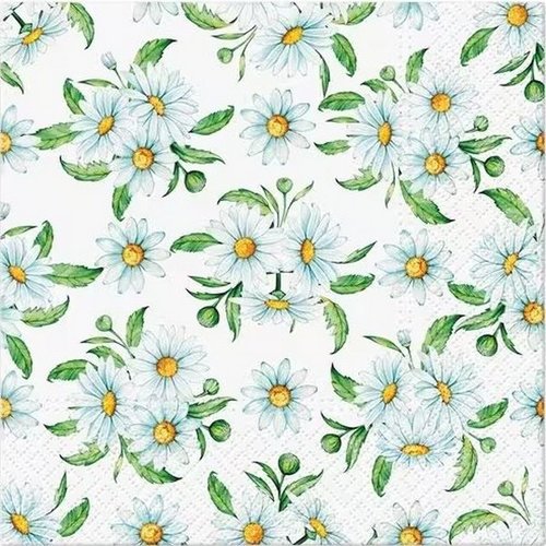 2 serviettes en papier 33 x 33 cm découpage collage fleur margueritte flss 111