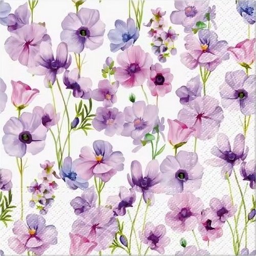 2 serviettes en papier 33 x 33 cm découpage collage fleur mauve flss 112