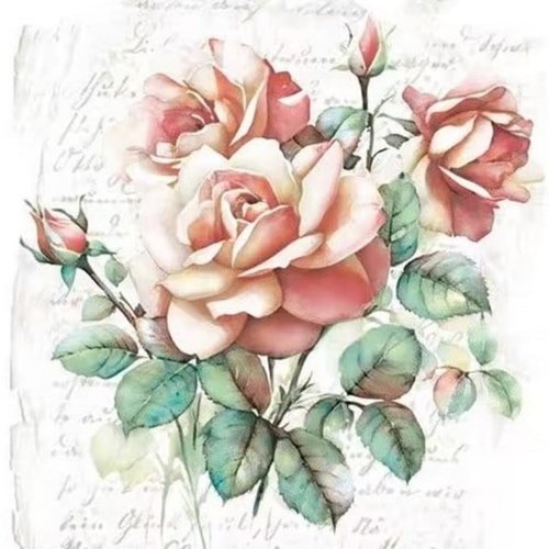 2 serviettes en papier 33 x 33 cm découpage collage fleur rose rosier flss 113