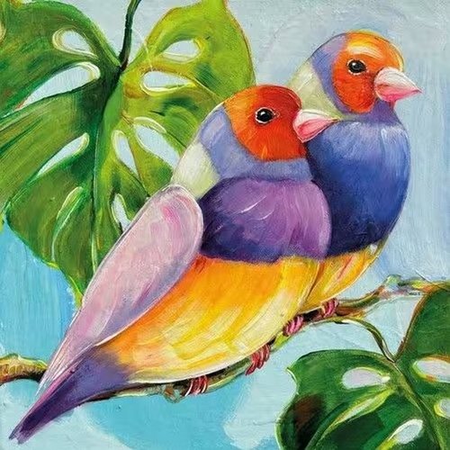 2 serviettes en papier 33 x 33 cm découpage collage oiseau tropique oss 104