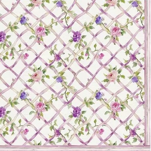 2 serviettes en papier 33 x 33 cm découpage collage petite fleur rose flss 101