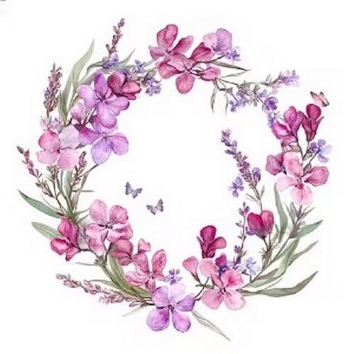 2 serviettes en papier 33 x 33 cm découpage collage couronne de fleurs flss 103