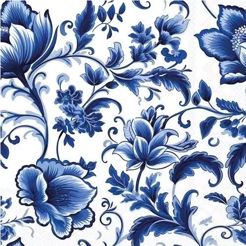 2 serviettes en papier 33 x 33 cm découpage collage fleur bleue flss 204