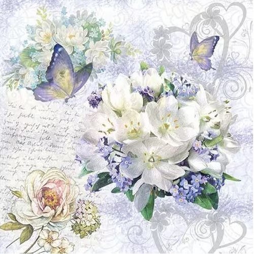 2 serviettes en papier 33 x 33 cm découpage collage fleur love flss 201