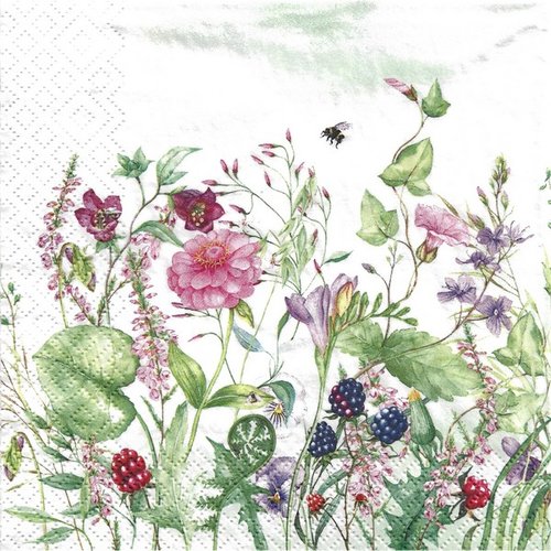 2 serviettes en papier 33 x 33 cm découpage collage jardin de fleurs flss 106