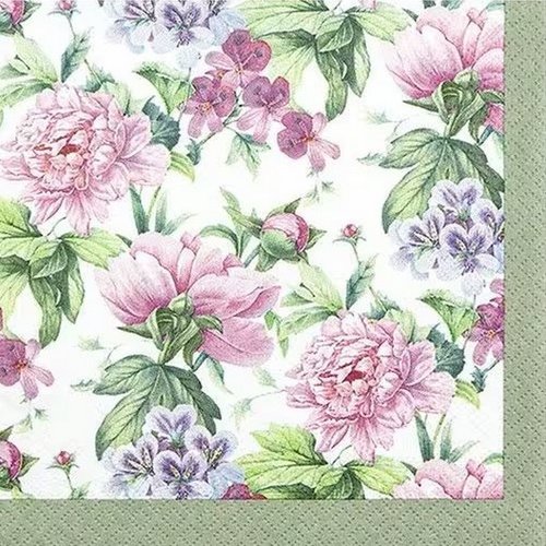 2 serviettes en papier 33 x 33 cm découpage collage tableau de fleur flss 218