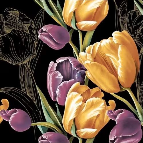 2 serviettes en papier 33 x 33 cm découpage collage tableau de tulipes flss 215