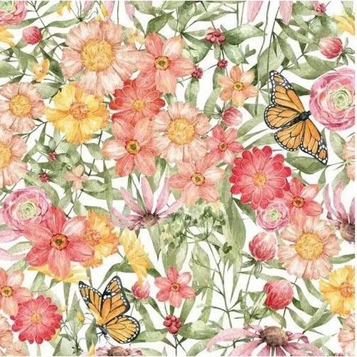 2 serviettes en papier 33 x 33 cm découpage collage fleur multicolore papillon flss 211