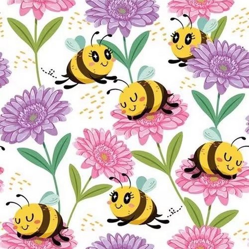 2 serviettes en papier 33 x 33 cm découpage collage fleur  abeille flss 207