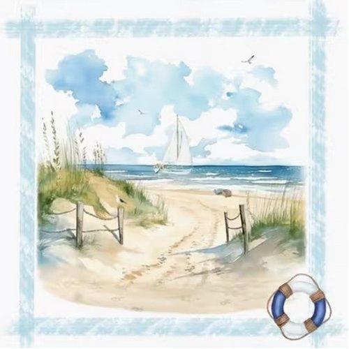 2 serviettes en papier 33 x 33 cm découpage collage bord de mer