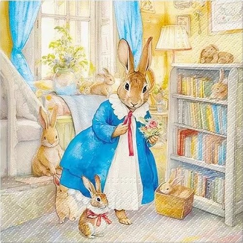 2 serviettes en papier 33 x 33 cm découpage collage lapin librairie ass 220