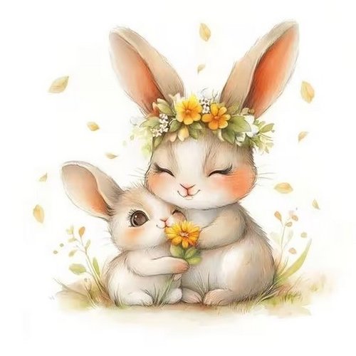 2 serviettes en papier 33 x 33 cm découpage collage lapin fleur ass 223
