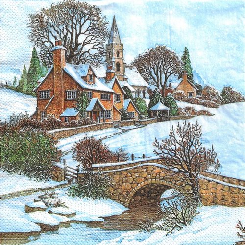 2 serviettes en papier 33 x 33 cm découpage collage noel nature enneigee noss 711
