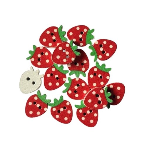 10 boutons blanc en bois peint assorties scrapbooking 20 x 15 mm fraise