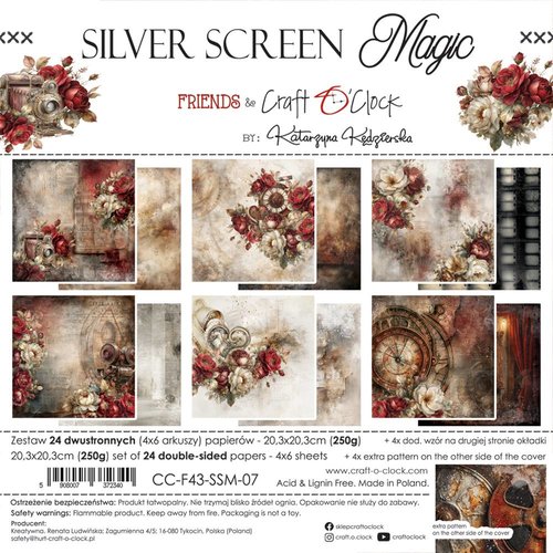 24 papiers scrapbooking 20 x 20 cm craft o' clock silver screen magic 07