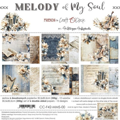 7 papiers imprimés scrapbooking 30 x 30 cm craft o’cock melody of my soul