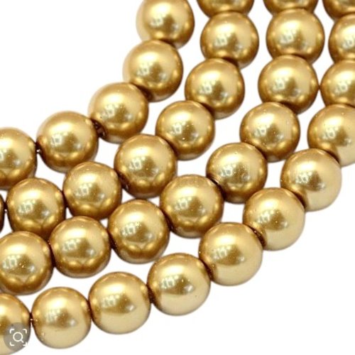 50 perles rondes en verre nacré fabrication bijoux 6 mm doré foncé