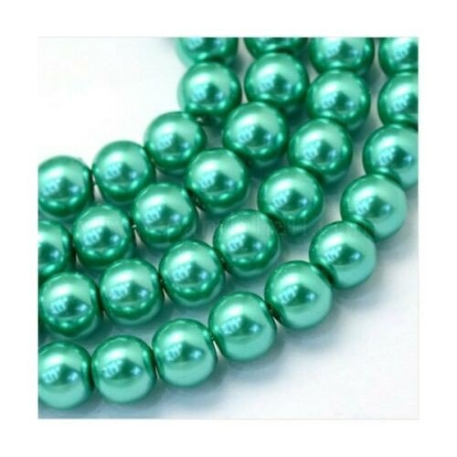 25 perles rondes en verre nacré 8 mm turquoise