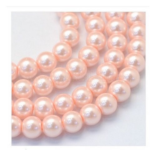 25 perles rondes en verre nacré 8 mm rose