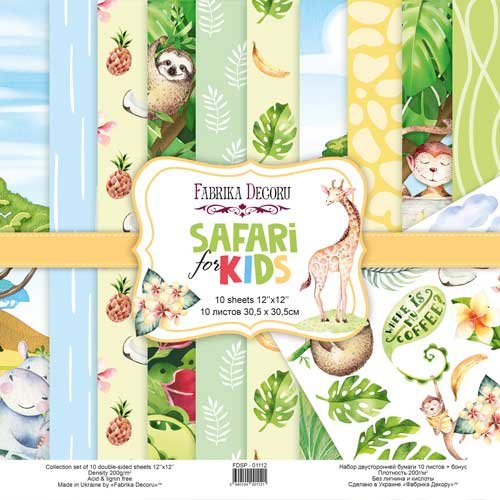 10 papiers 30,5 x 30,5 cm fabrika decoru safari for kids