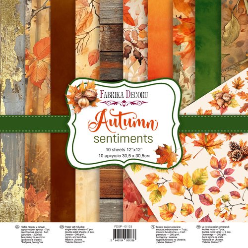 10 papiers 30,5 x 30,5 cm fabrika decoru autumn sentiments
