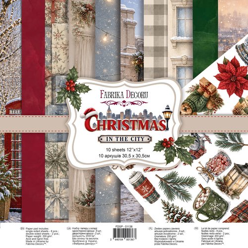10 papiers 30,5 x 30,5 cm fabrika decoru christmas in the city