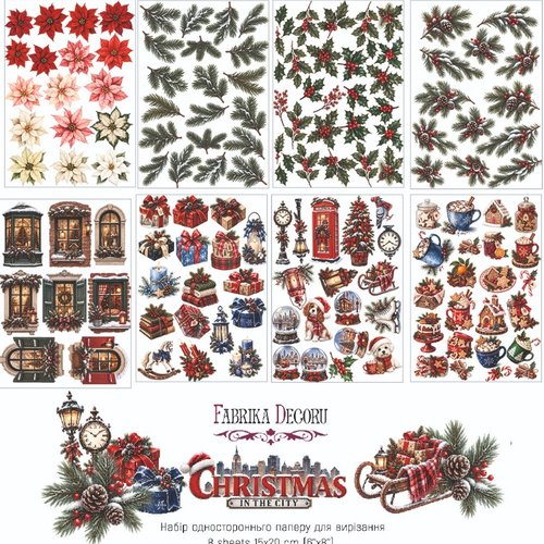 8 papiers motifs à découper scrapbooking fabrika décoru christmas in the city 010