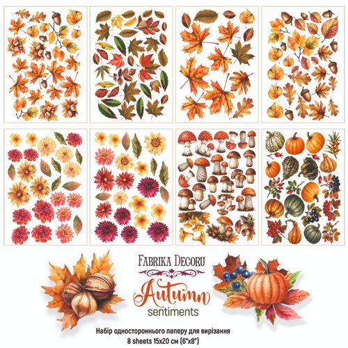 8 papiers motifs à découper scrapbooking fabrika décoru autumn sentiments