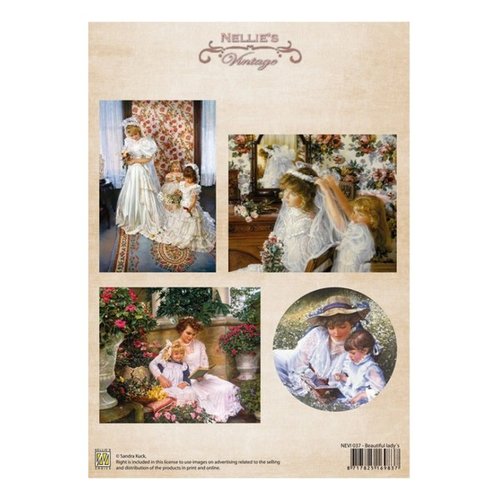1 feuille de papier de découpage collage 21 x 29,7 cm nellie's choice vintage mariage fleur 037