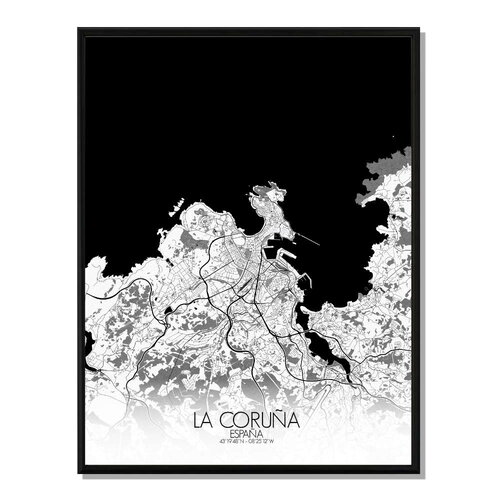 Poster carte de la corogne   