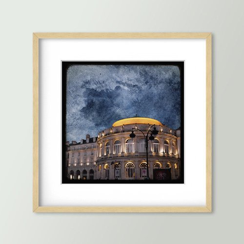 Opéra de nuit - rennes - impression d'art 30x30cm - signé et numéroté