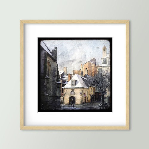 Rue saint-yves - rennes - impression d'art 30x30cm - signé et numéroté