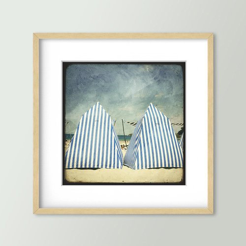 Les tentes de plage - dinard - impression d'art 30x30cm - signé et numéroté
