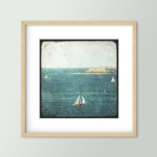 Île harbour - saint-enogat - impression d'art 30x30cm - signé et numéroté