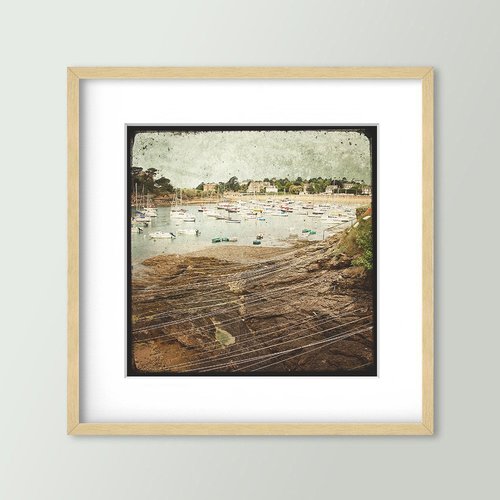 Port de plaisance - saint-briac - impression d'art 30x30cm - signé et numéroté