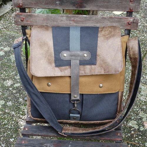 Sac à bandoulière en cuir synthétique rétro pour homme • Mon sac