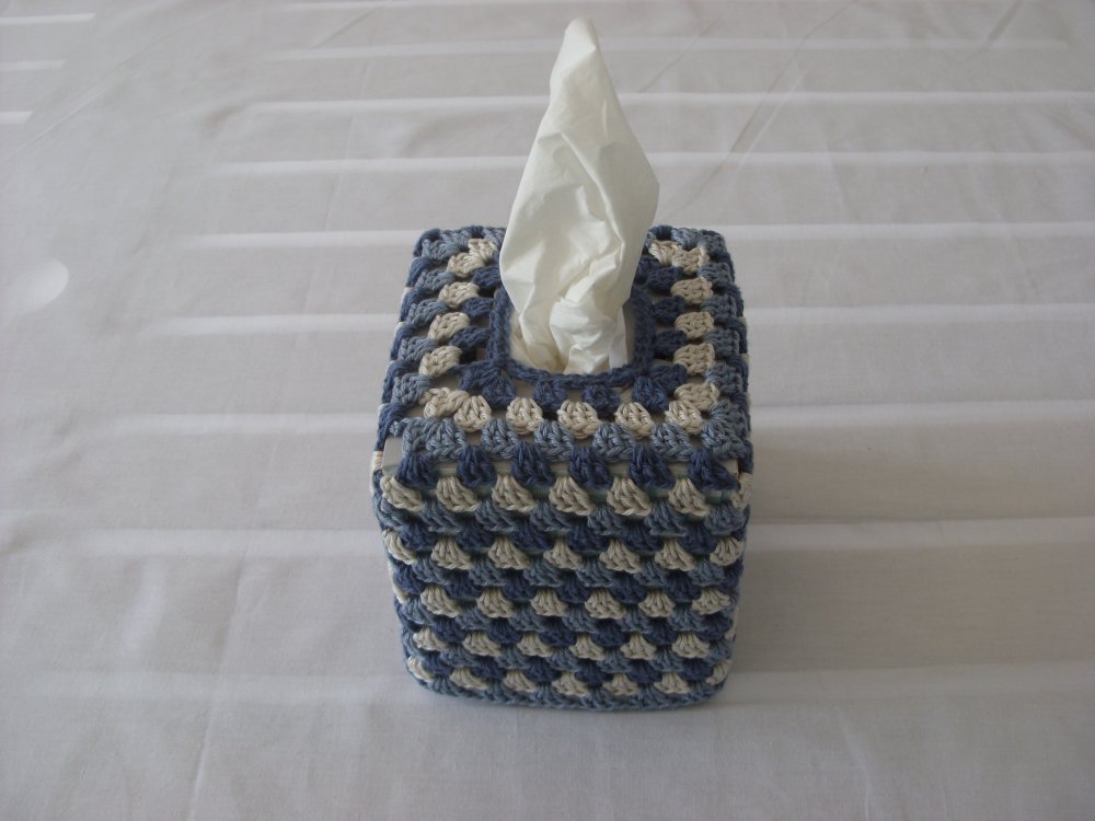 Housse boîte à mouchoirs, forme carrée, bleu - Un grand marché