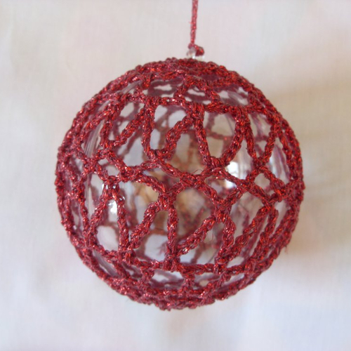 Boule de noël au crochet, modèle 1, "rouge brillant"