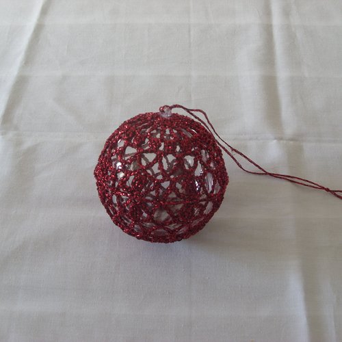 Boule de noël au crochet, modèle 3, "rouge brillant"