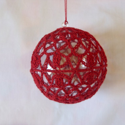 Boule de noël au crochet, modèle 3, "rouge"