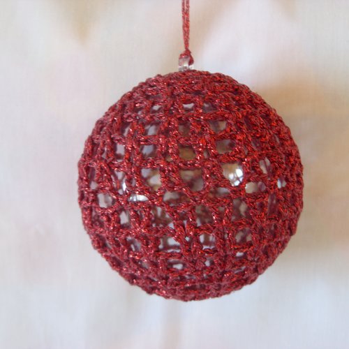 Boule de noël au crochet, modèle 2, "rouge brillant"