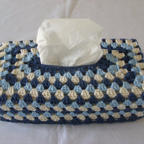 Housse boîte à mouchoirs, forme rectangulaire "bleu beige"