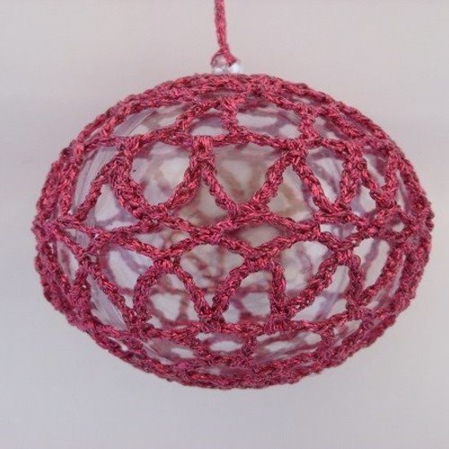 Boule de noël au crochet, modèle 1, "rose brillant "