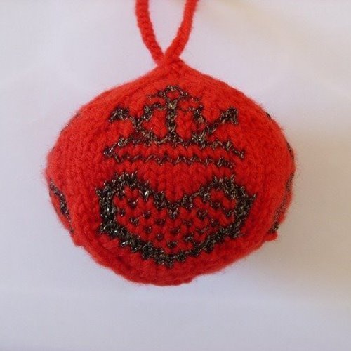 Boule de noël au tricot "rouge et noir brillant" 