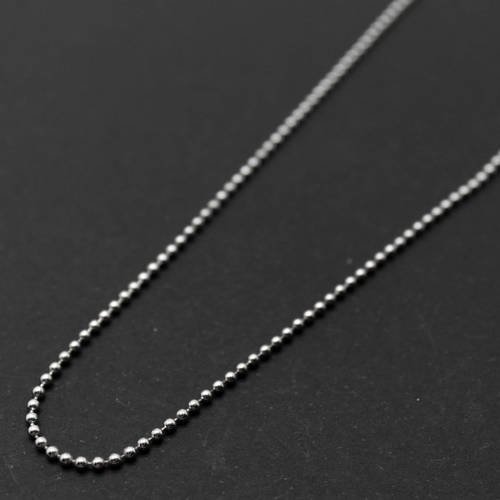 1 mètre de fine chaîne à billes 1,5 mm en métal argenté foncé 