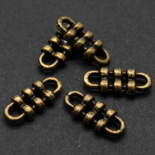 Lot de 8 petits connecteurs ovales 11 mm en métal bronze ---