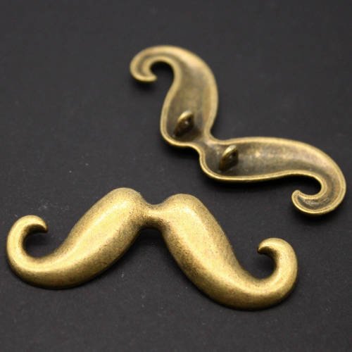 Grande breloque connecteur "moustache" en métal bronze 