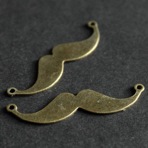 Lot de 2 grands connecteurs "moustache" en métal bronze 