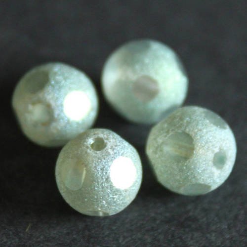4 perles rondes 8 mm en verre givré avec facettes lisses gris souris - a661-3 