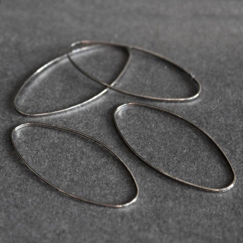 Lot de 6 fins anneaux ovales 40 mm en métal noir hématite